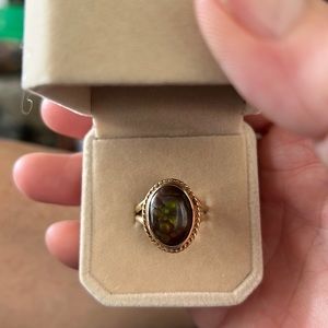 Fire agate ring in 14k yellow gold